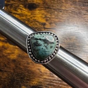 African Turquoise Sterling Silver overlay ring